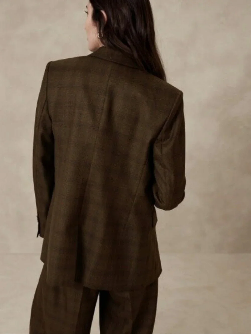 Banana Republic  Vasto Relaxed Italian Wool Plaid Jacket Double Breasted Size 8